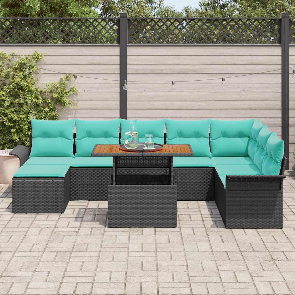 Tuin Sofa Set Met Kussen Met Opslag 9 Pcs En Blauw