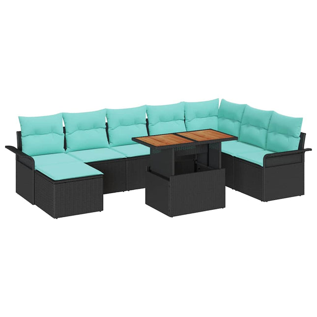Tuin Sofa Set Met Kussen Met Opslag 9 Pcs En Blauw