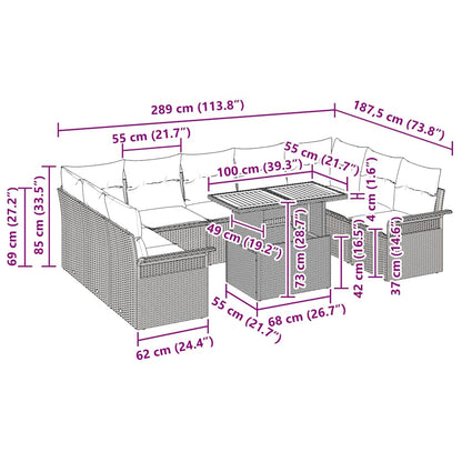 Tuin Sofa Set Met Kussen 10 Pcs