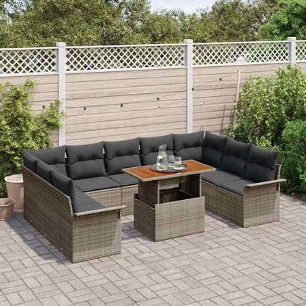Tuin Sofa Set 10 Pcs Poly Rattan En Gepoedercoat Staal