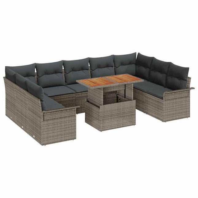 Tuin Sofa Set 10 Pcs Poly Rattan En Gepoedercoat Staal
