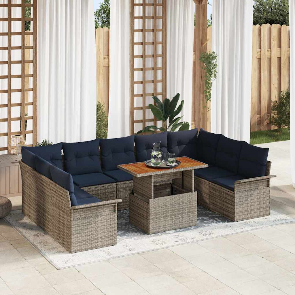Tuin Sofa Set Met Kussen 10 Pcs En Blauw