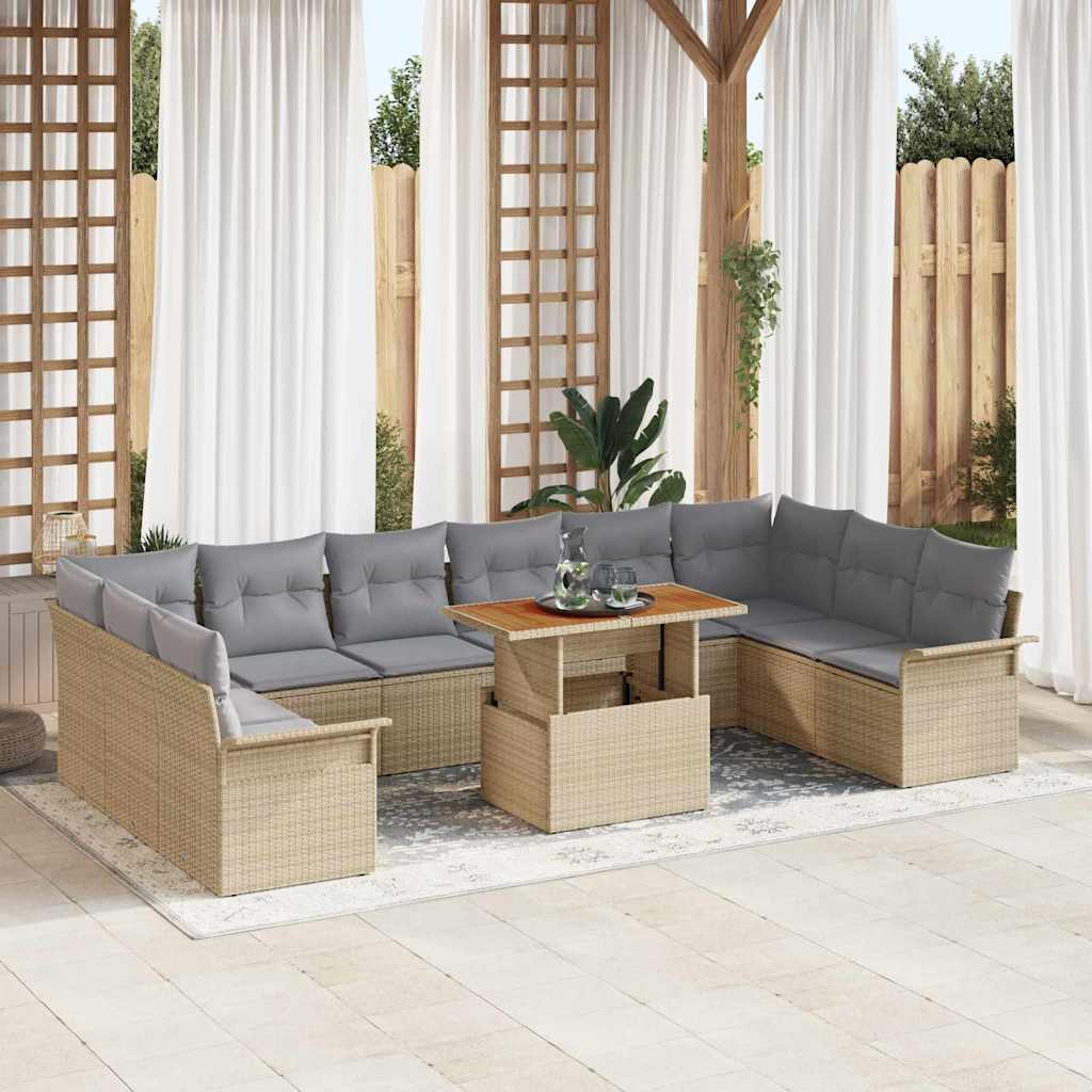 Tuinbankenset Met Kussen 11 Pcs Poly Rattan