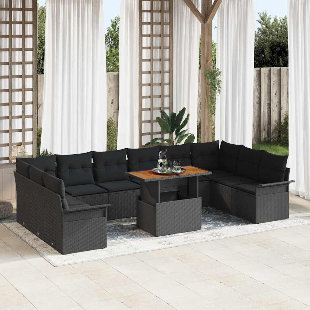 Tuinbankenset Met Kussen 11 Pcs Poly Rattan
