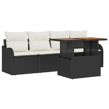Tuinbankenset Met Kussen 5 Pcs Poly Rattan