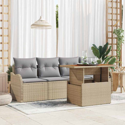 Tuinbankenset 5 St Beige En Crème Poly Rattan