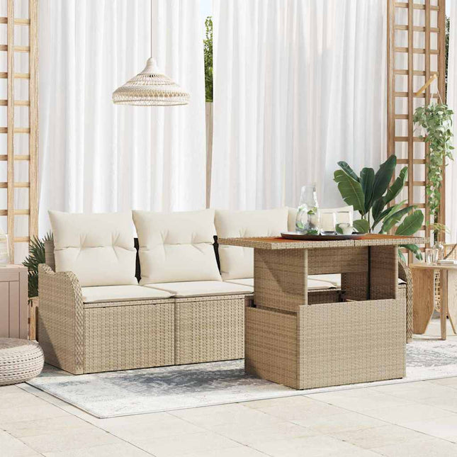Tuinbankenset 5 St Beige En Crème Poly Rattan