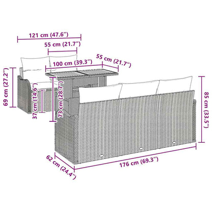 Tuinbankenset Met Kussen 6 Pcs Poly Rattan