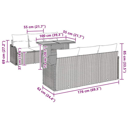Tuinbankenset Met Kussen 7 Pcs Poly Rattan