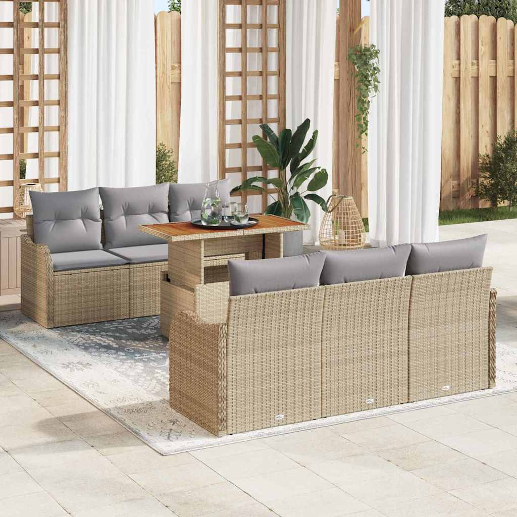 Tuinbankenset Met Kussen 7 Pcs Poly Rattan