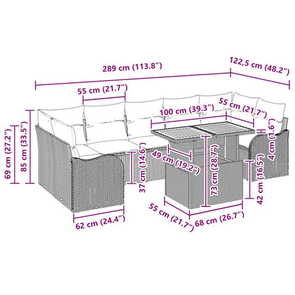Tuinbankenset Met Kussen 8 Pcs Poly Rattan