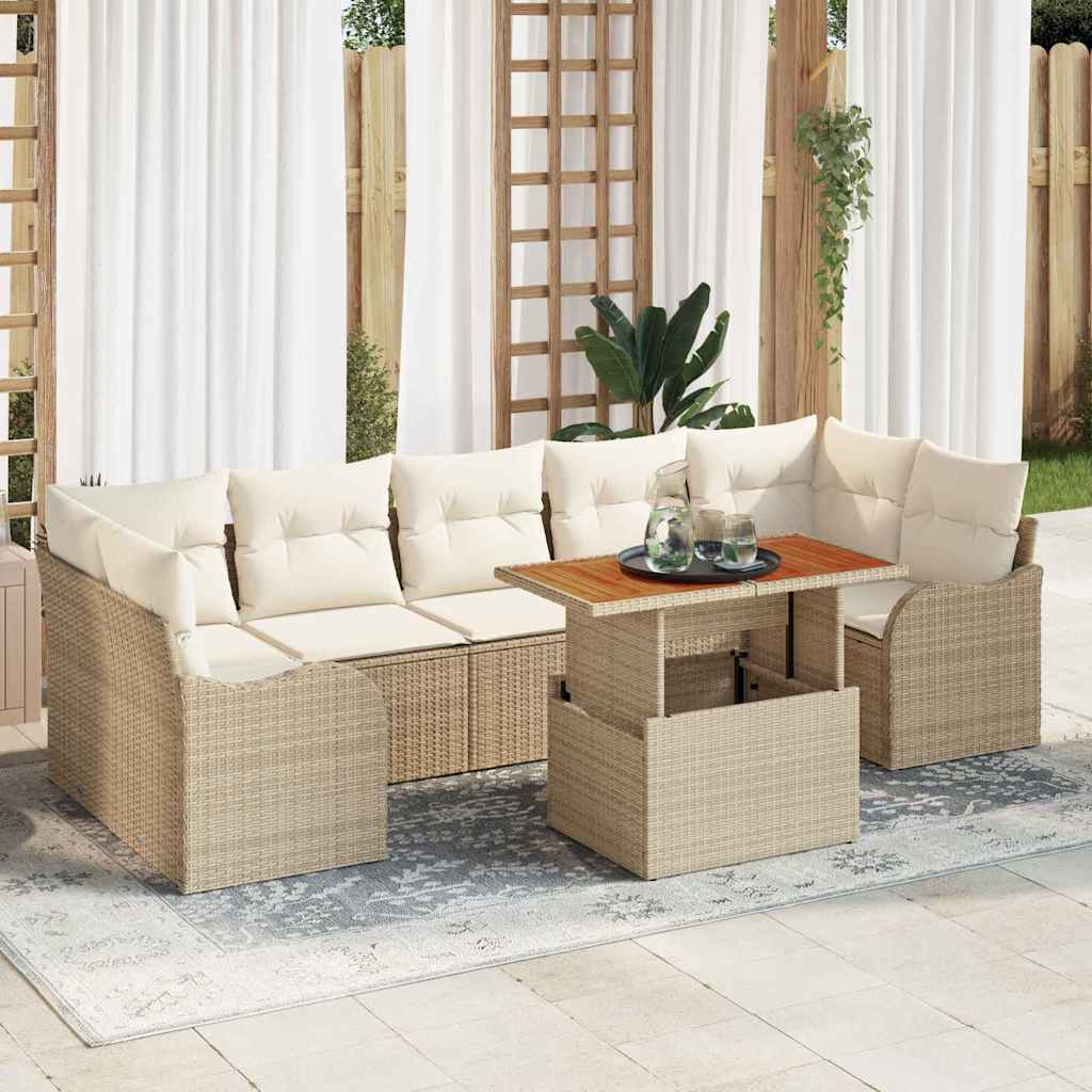 Tuinbankenset Met Kussen 8 Pcs Poly Rattan