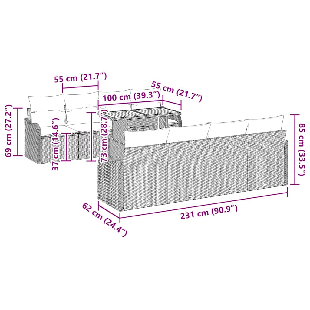 Tuin Sofa Set Met Kussen 7 Pcs