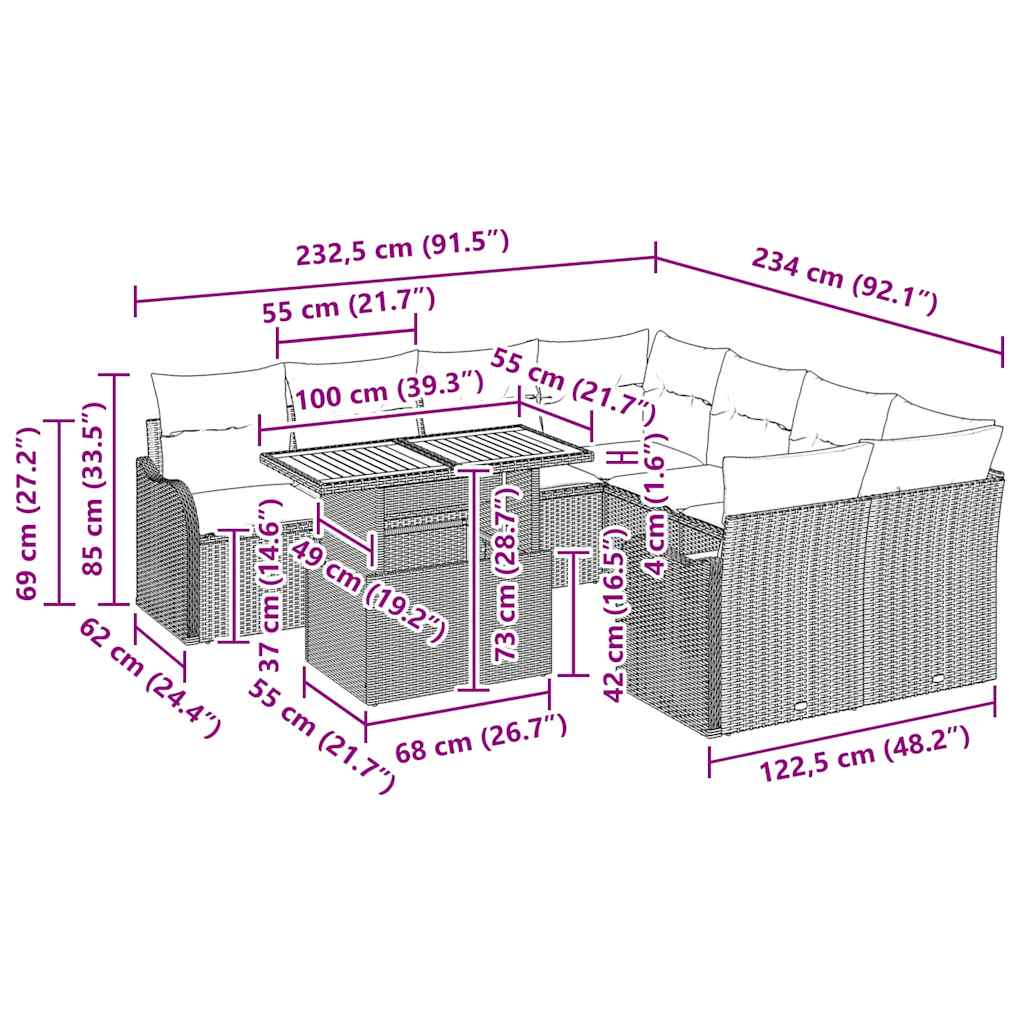 Tuin Sofa Set Met Kussen 7 Pcs