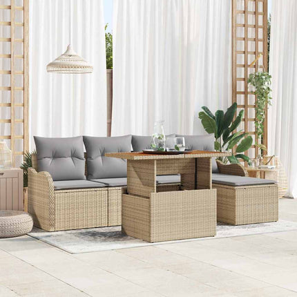 Tuinbankenset 6 St Beige En Crème Poly Rattan