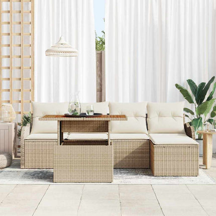 Tuinbankenset 6 St Beige En Crème Poly Rattan