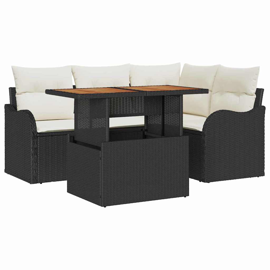 Tuinbankenset Met Kussen 5 Pcs Poly Rattan
