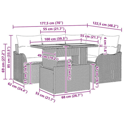Tuinbankenset Met Kussen 5 Pcs Poly Rattan