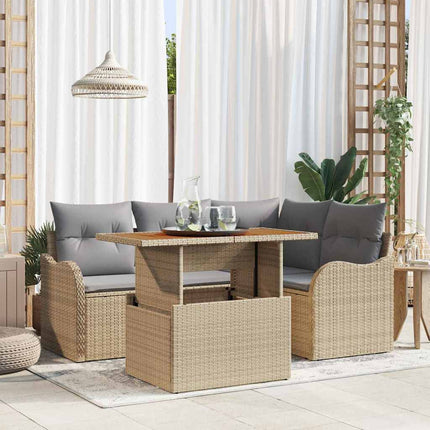 Tuinbankenset 5 St 4-Aantal Zitplaatsen Beige En Licht Grijs