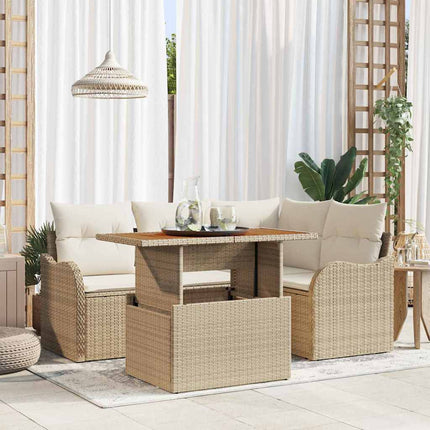 Tuinbankenset 5 St 4-Aantal Zitplaatsen Beige En Licht Grijs