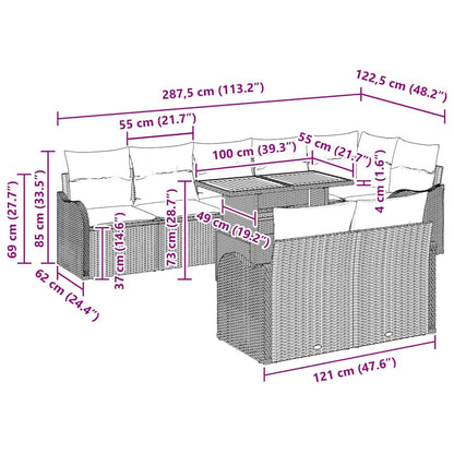 Tuin Sofa Set Met Kussen 9 Pcs