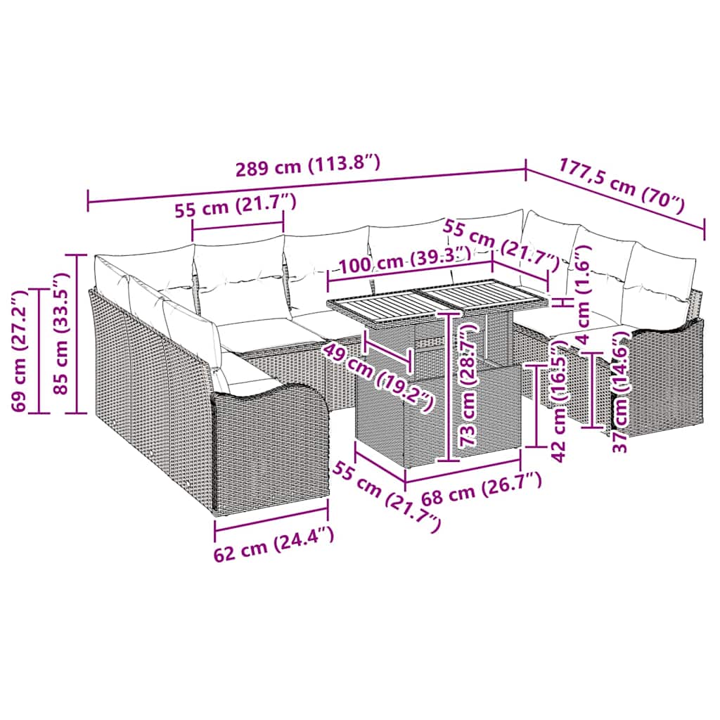 Tuin Sofa Set Met Kussen 10 Pcs