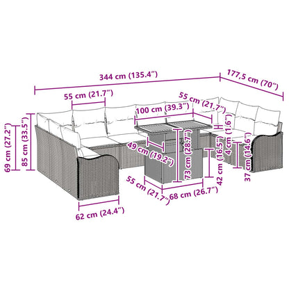 Tuin Sofa Set Met Kussen 11 Pcs