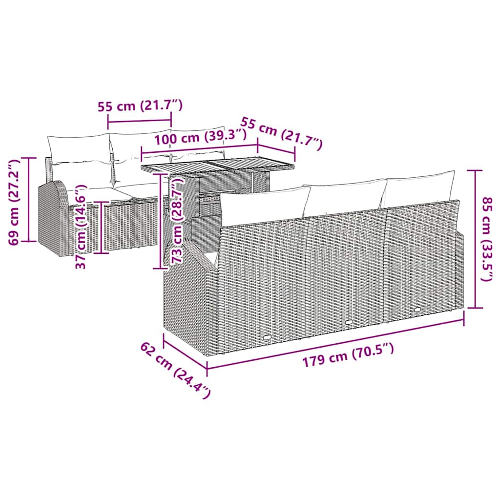 Tuin Sofa Set Met Kussen 7 Pcs
