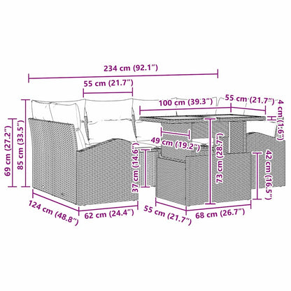 Tuin Sofa Set Met Kussen 7 Pcs