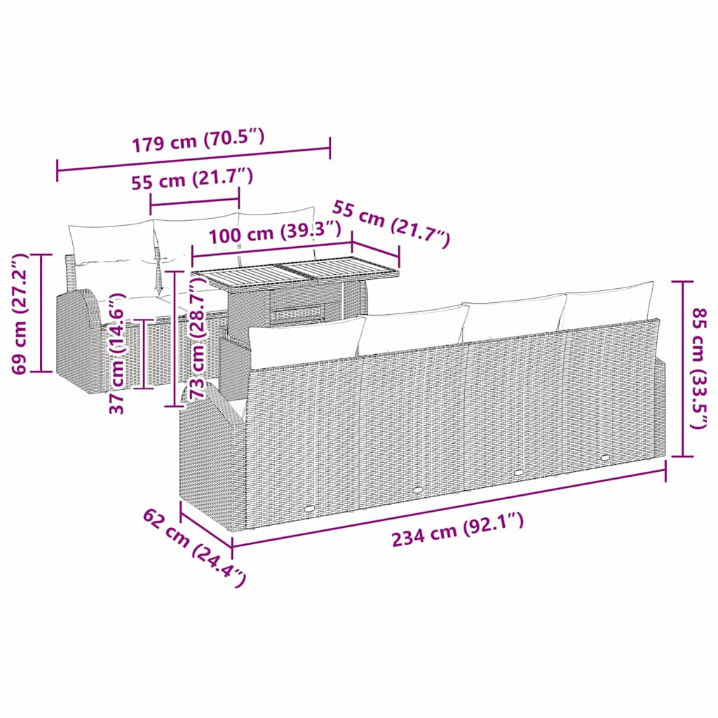 Tuin Sofa Set Met Kussen 8 Pcs