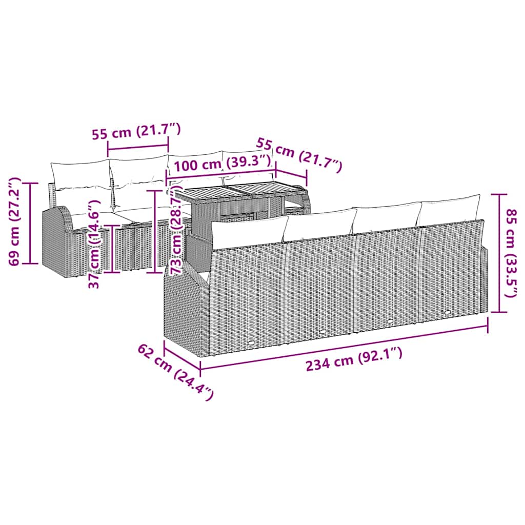 Tuin Sofa Set Met Kussen 7 Pcs