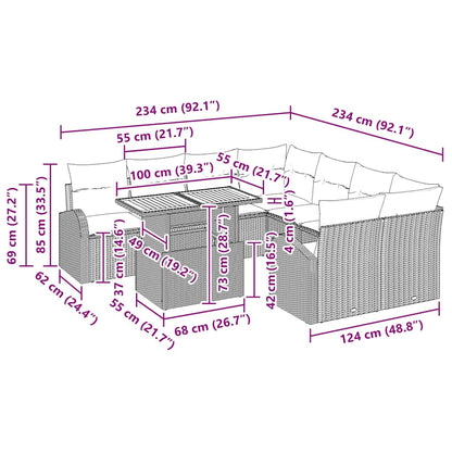 Tuin Sofa Set Met Kussen 9 Pcs