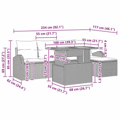 Tuin Sofa Set Met Kussen 6 Pcs