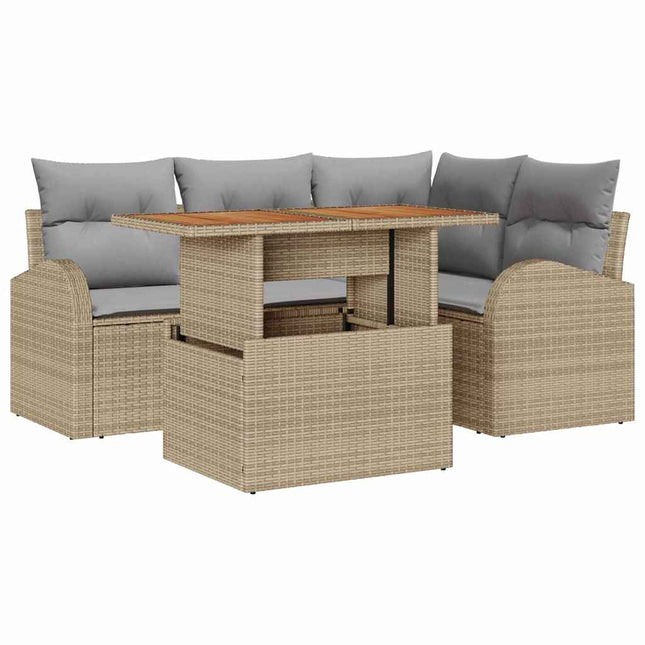 Tuin Sofa Set 5 St Beige En Lichtgrijs