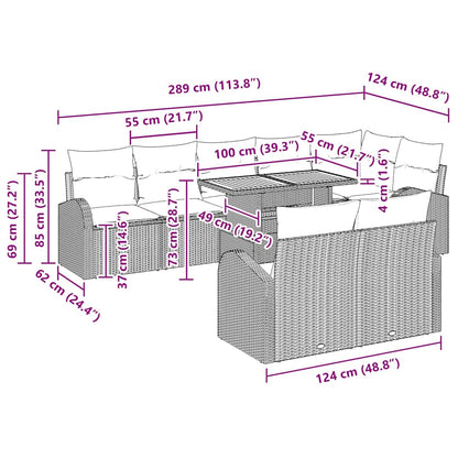 Tuin Sofa Set Met Kussen 9 Pcs