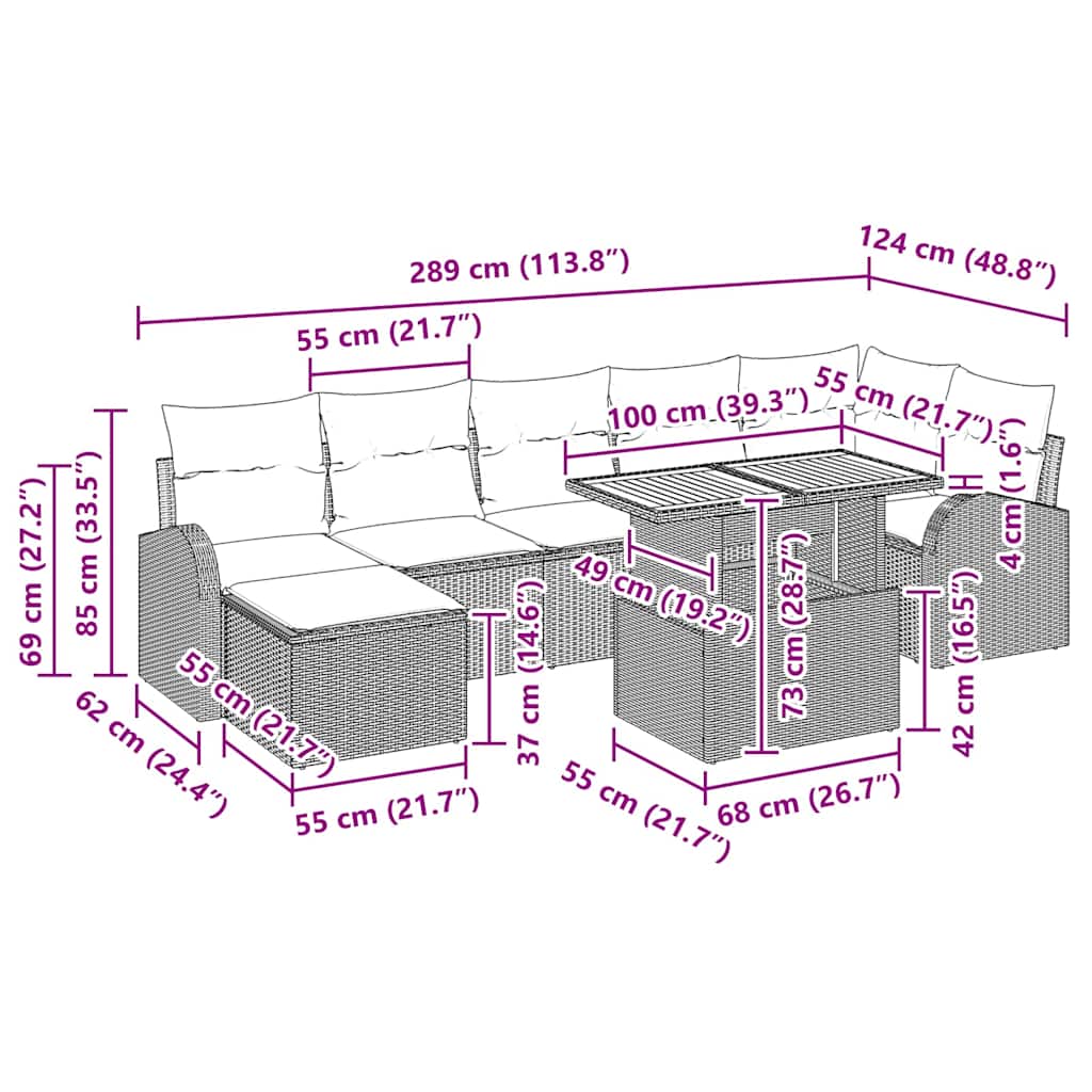 Tuin Sofa Set Met Kussen 8 Pcs