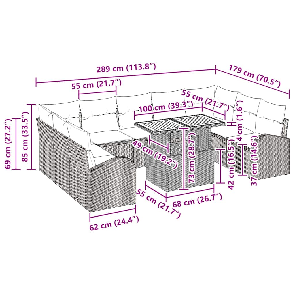 Tuin Sofa Set Met Kussen 10 Pcs