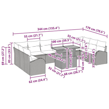 Tuin Sofa Set Met Kussen 11 Pcs