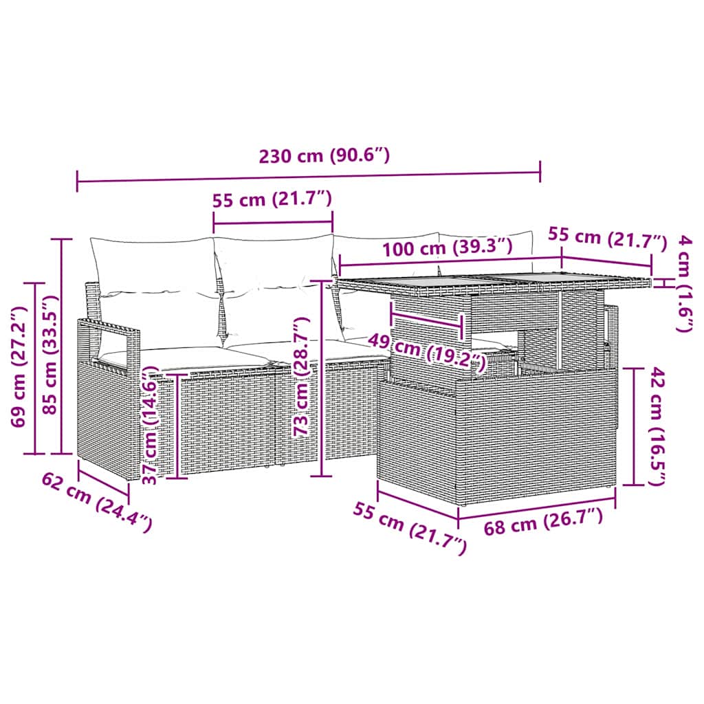 Tuin Sofa Set Met Kussen 5 Pcs