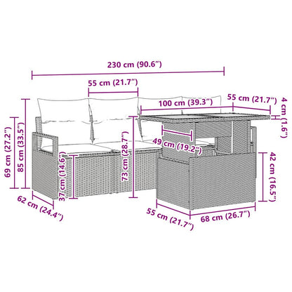 Tuin Sofa Set Met Kussen 5 Pcs