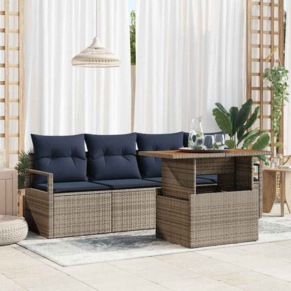 Tuin Sofa Set Met Kussen 5 Pcs En Marineblauw