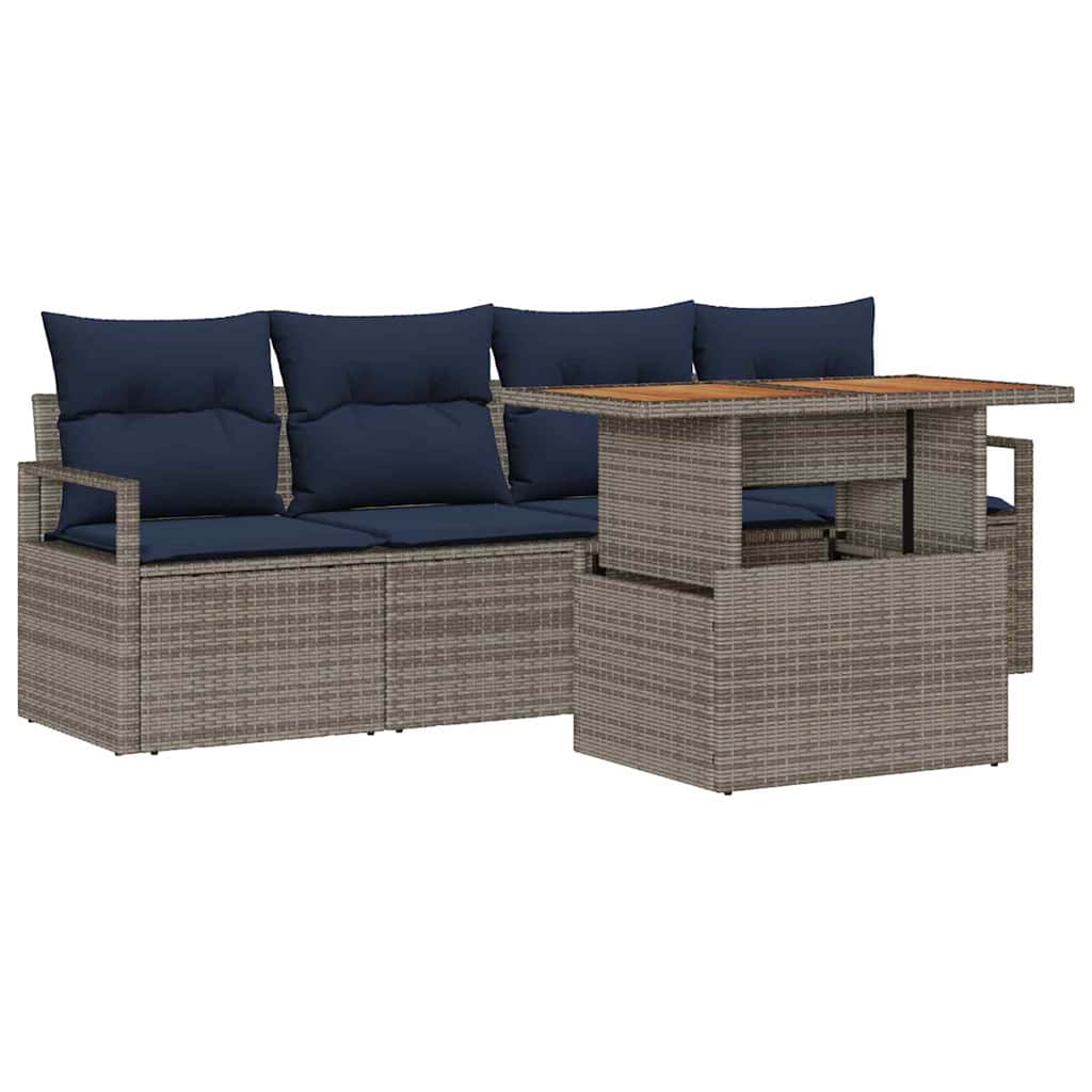Tuin Sofa Set Met Kussen 5 Pcs En Marineblauw