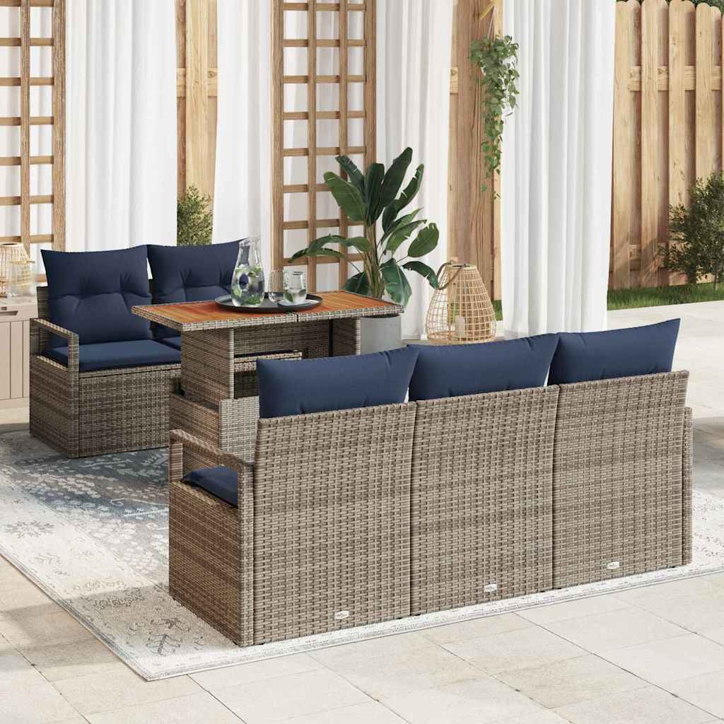 Tuin Sofa Set Met Kussen 6 Pcs En Marineblauw