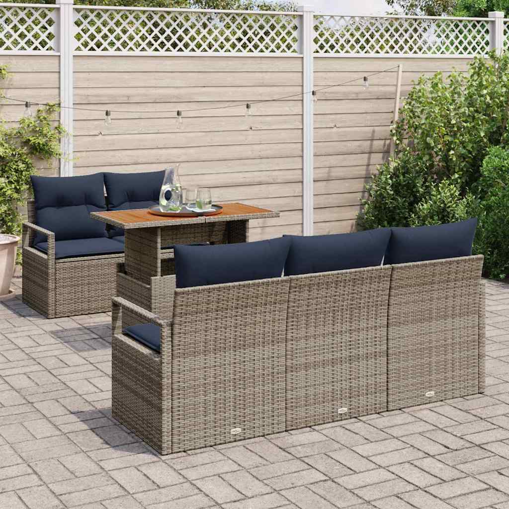 Tuin Sofa Set Met Kussen 6 Pcs En Marineblauw