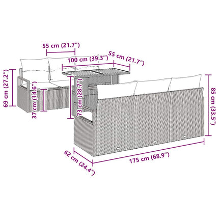 Tuin Sofa Set 7 St 6-Aantal Zitplaatsen