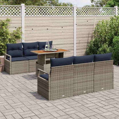 Tuin Sofa Set Met Kussen 7 Pcs En Marineblauw