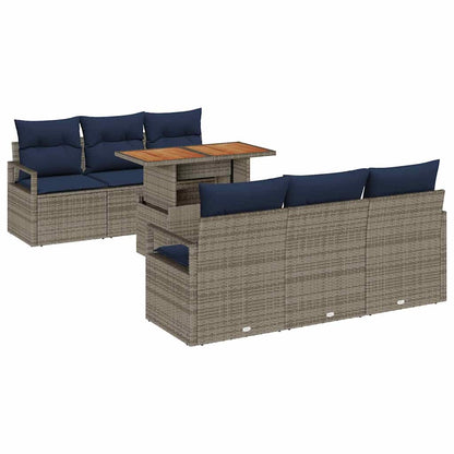 Tuin Sofa Set Met Kussen 7 Pcs En Marineblauw