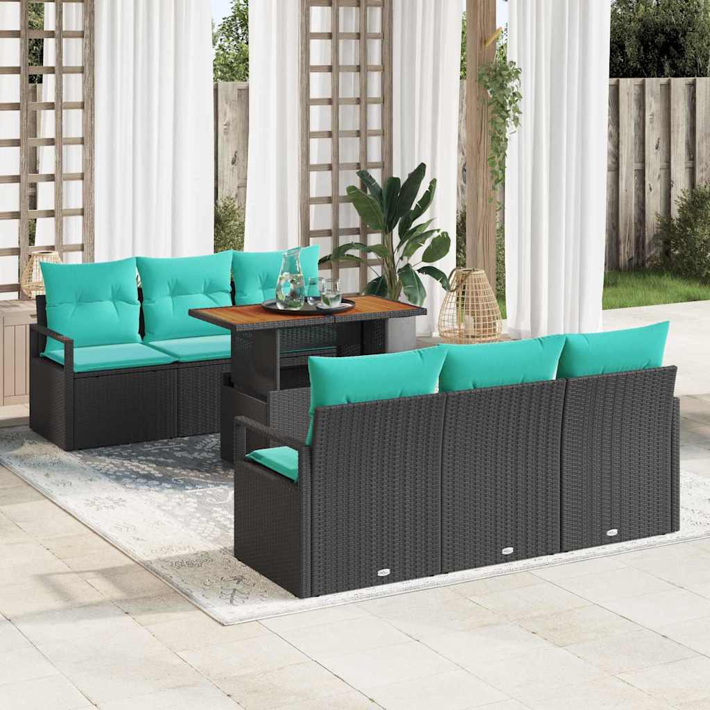 Tuin Sofa Set Met Kussen 7 Pcs En Marineblauw