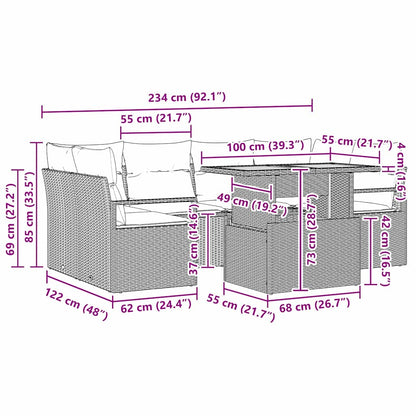 Tuin Sofa Set Met Kussen 7 Pcs