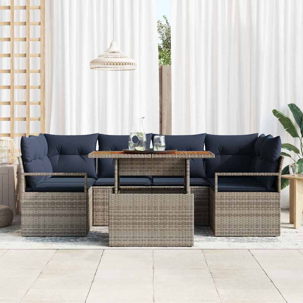 Tuin Sofa Set Met Kussen 7 Pcs En Marineblauw
